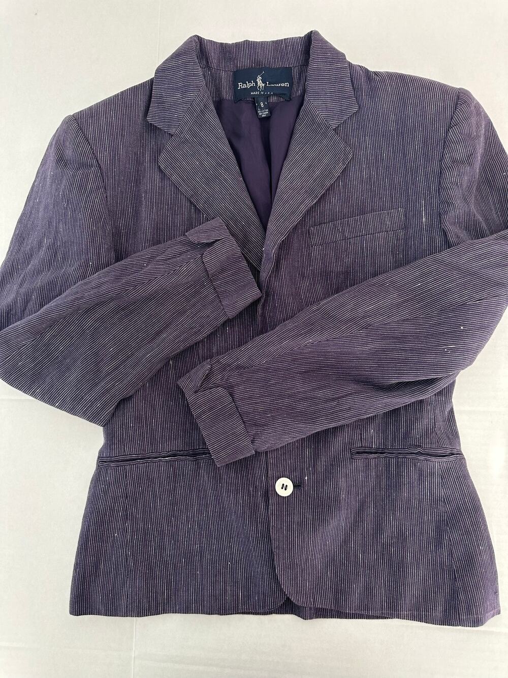Vintage Ralph Lauren Pinstripe Blazer Size 8 Made in USA